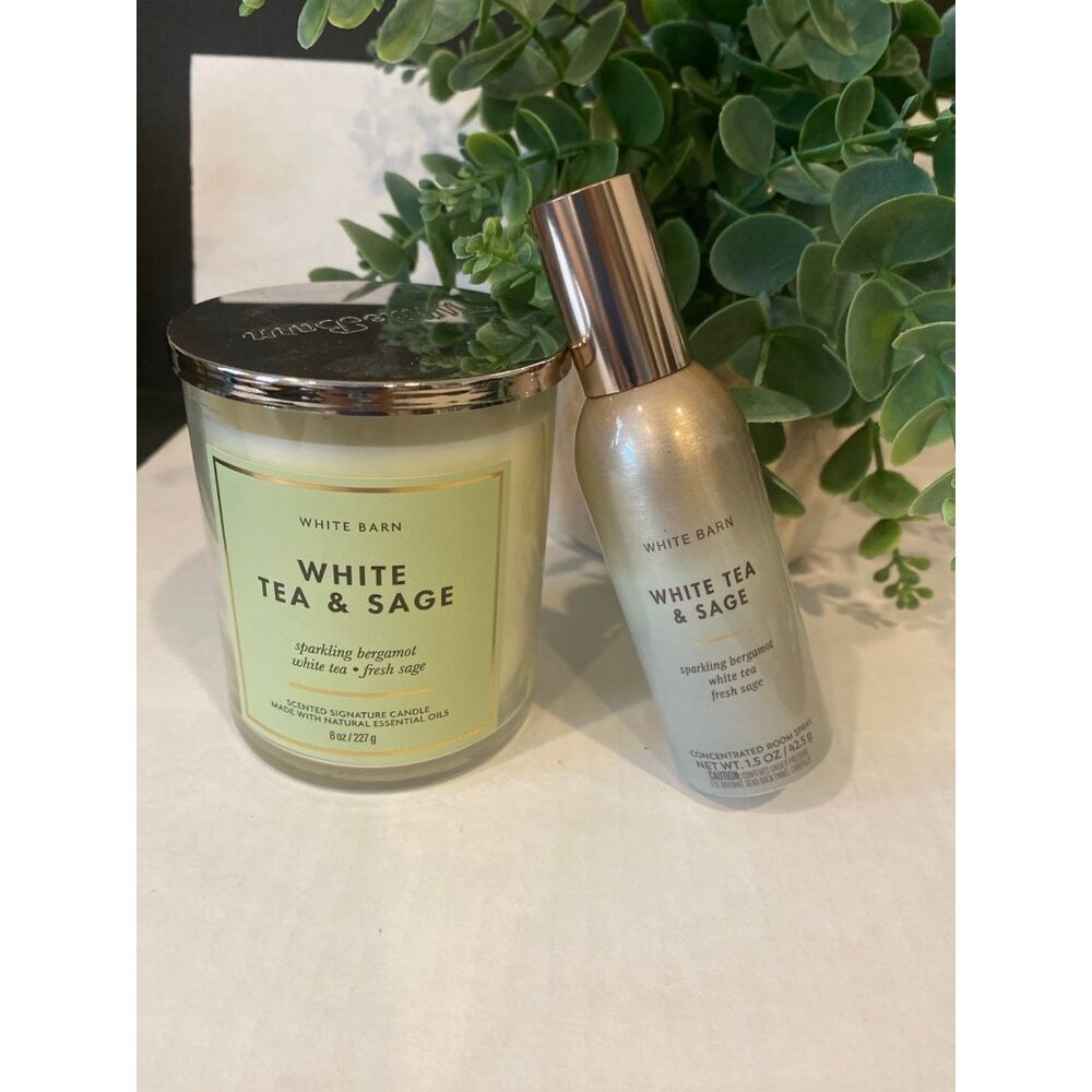 Bath & Body Works “White Tea & Sage” Room Spray & Single Wick Candle